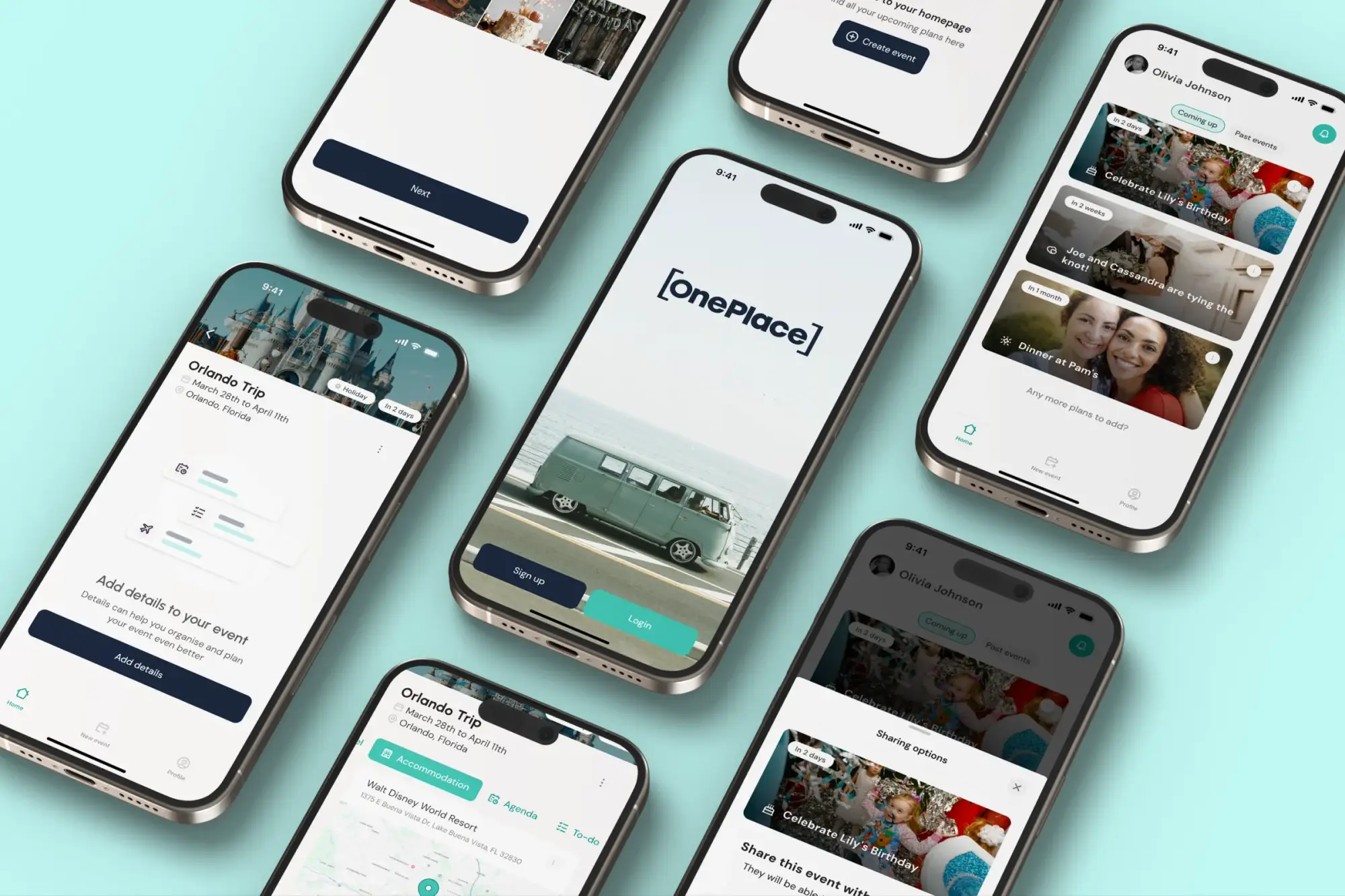 One Place — telas do produto
